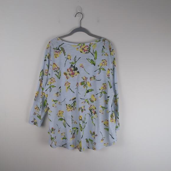 NWT Adyson Parker Light Blue Floral Long Sleeve Top in Plein Air Combo Size 1X - Picture 4 of 8